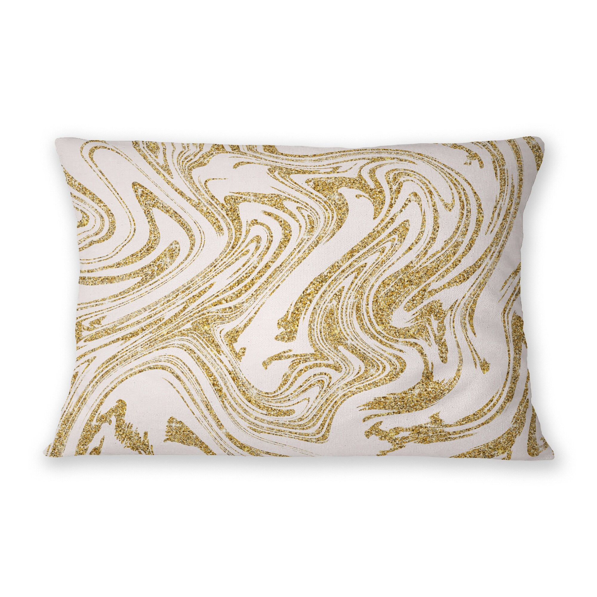 BOHO SWIRL PINK AND GOLD Indoor Outdoor Lumbar Pillow By Kavka